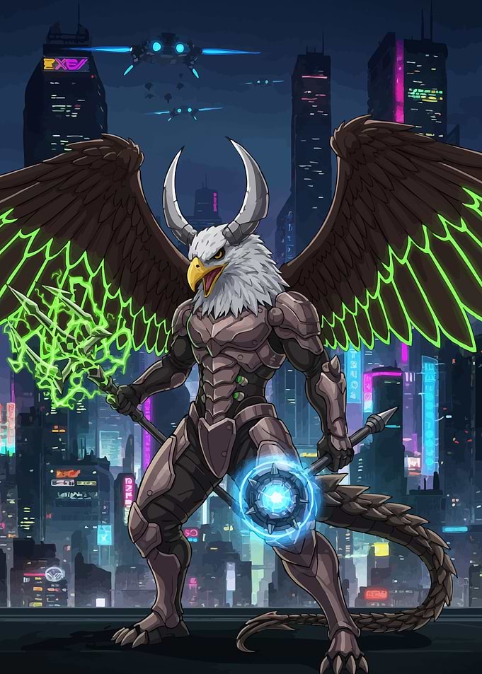 Cyberpunk Eagle Warrior