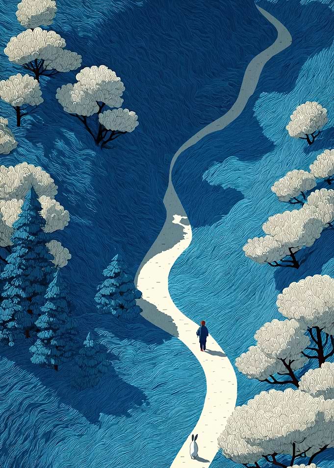 The Winding Path in the Blue Forest