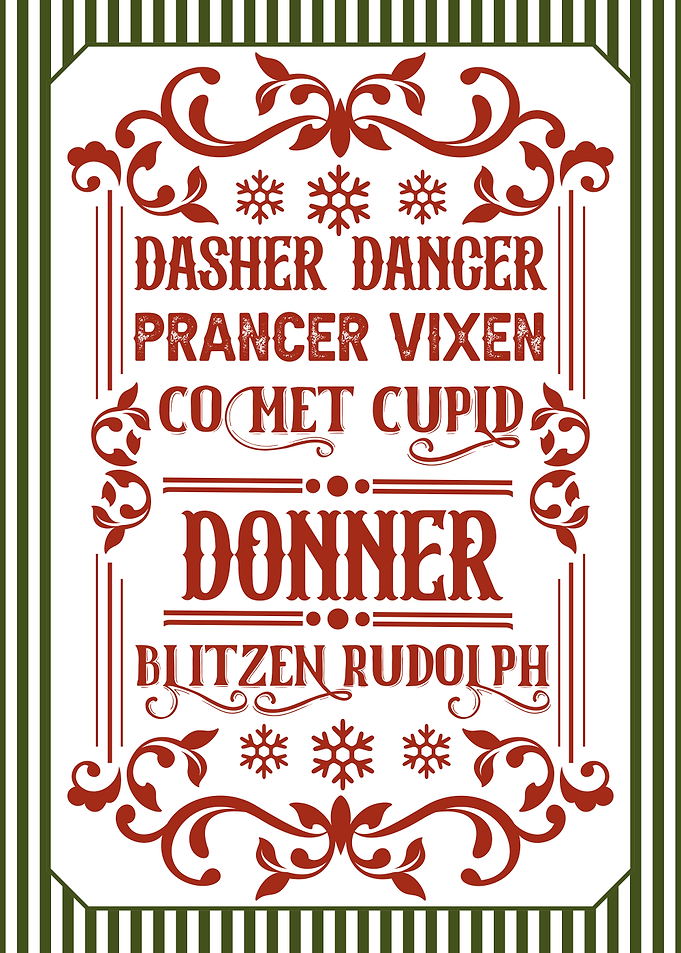 Reindeer Names Christmas Holiday Art