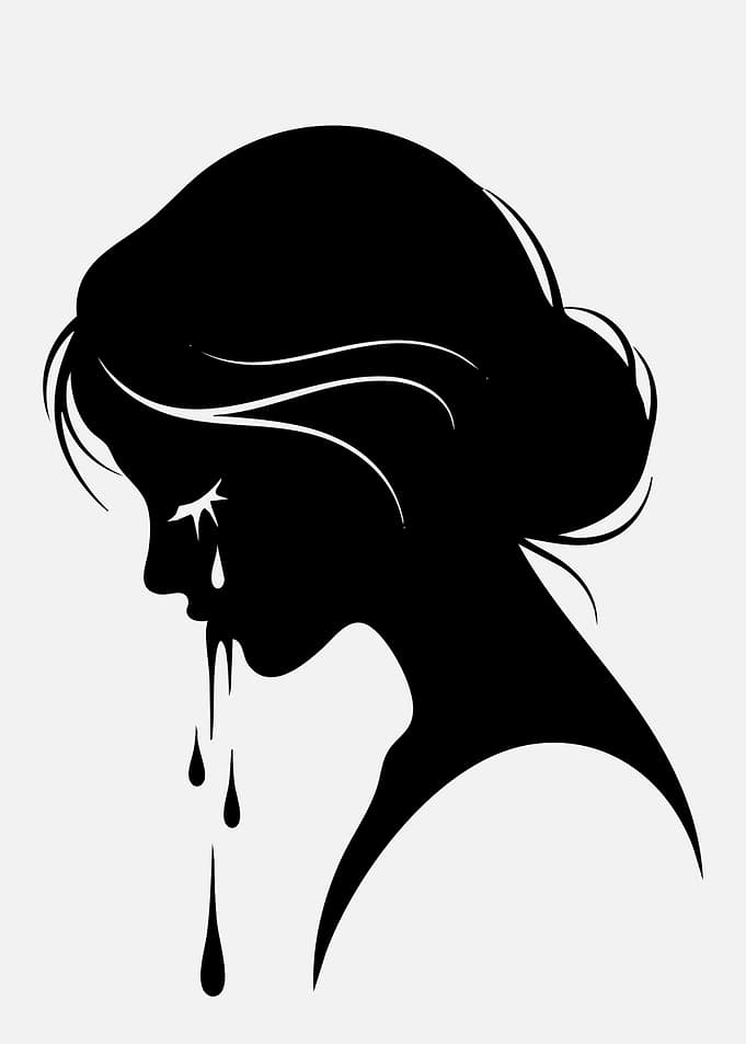 Silhouette of a Crying Woman
