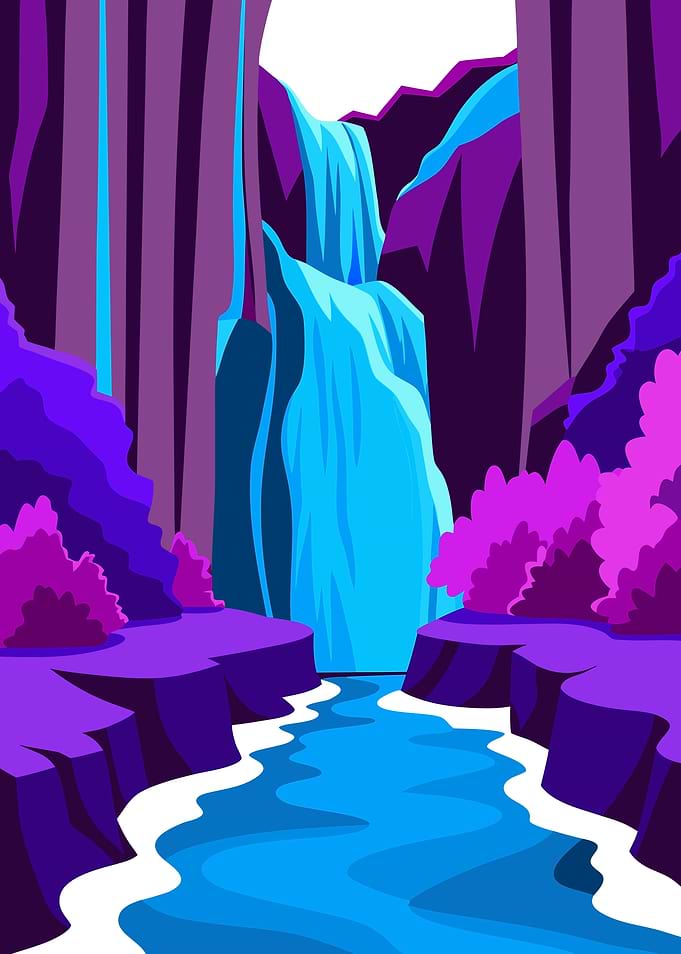 Dynamic Hidden Canyon Waterfall and River Metal Wall Print Art