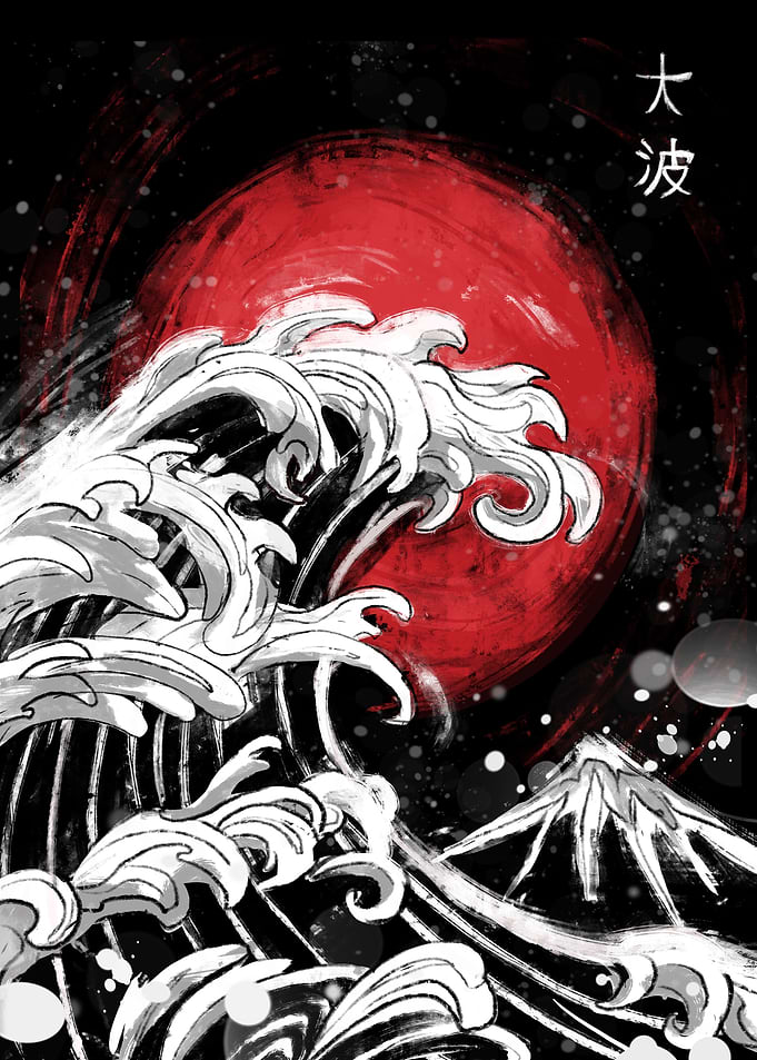 Japanese Wave with Red Sun