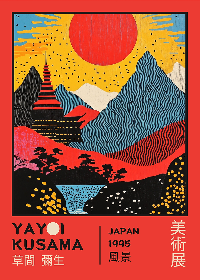 Yayoi Kusama Landscape Retro Exhibition Poster