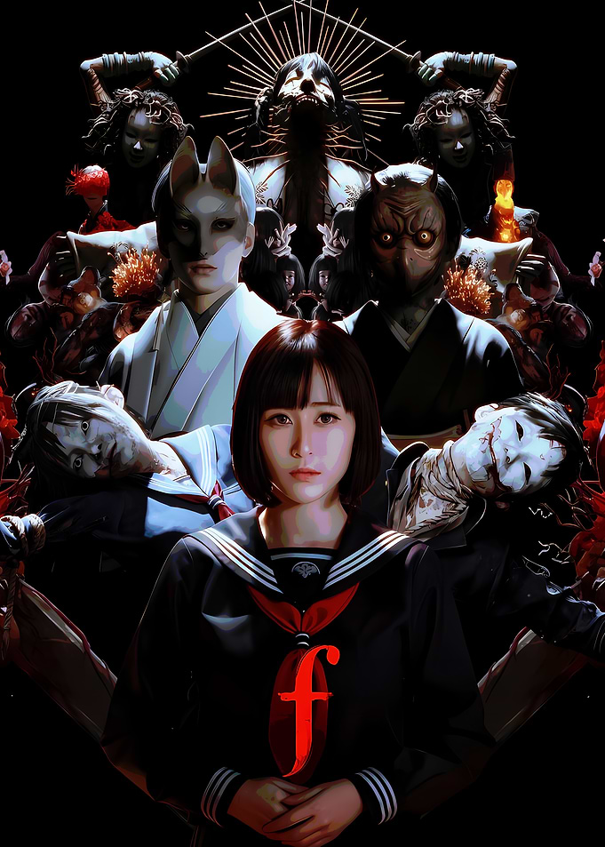 Japanese Horror Schoolgirl with Masks