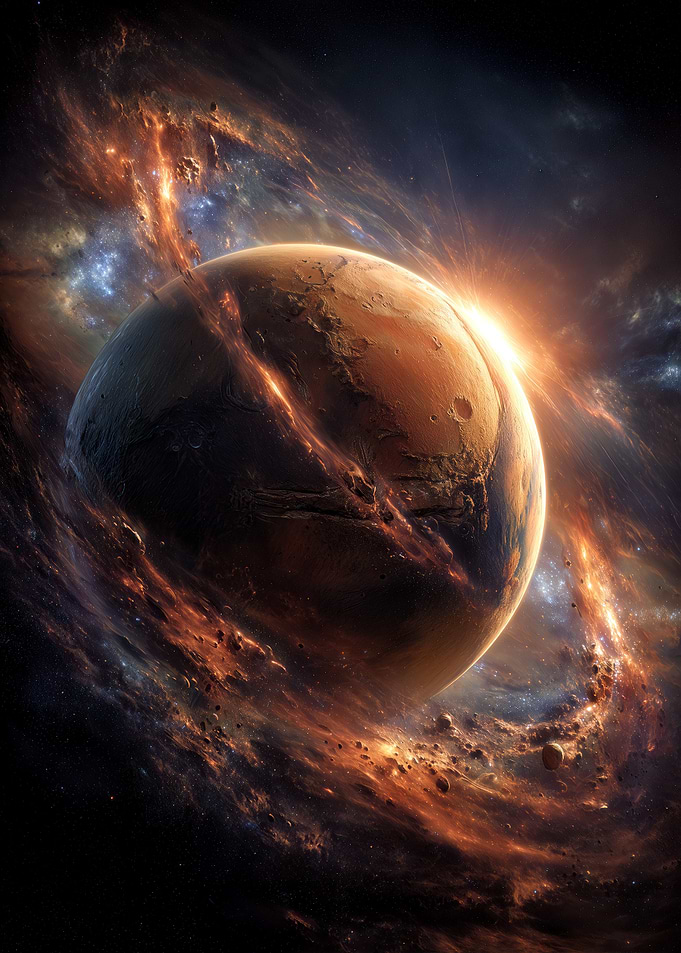 Cosmic Planet with Nebula
