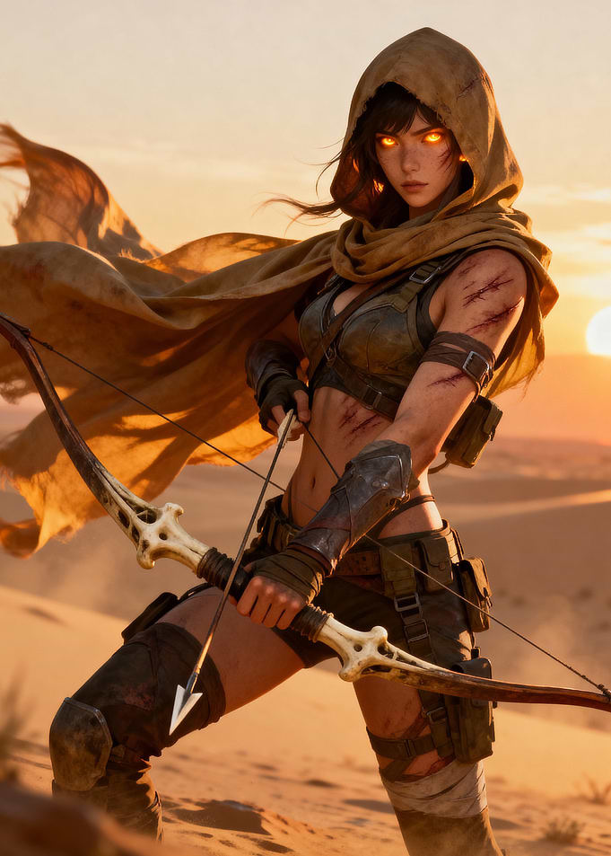 Desert Archer with Glowing Eyes