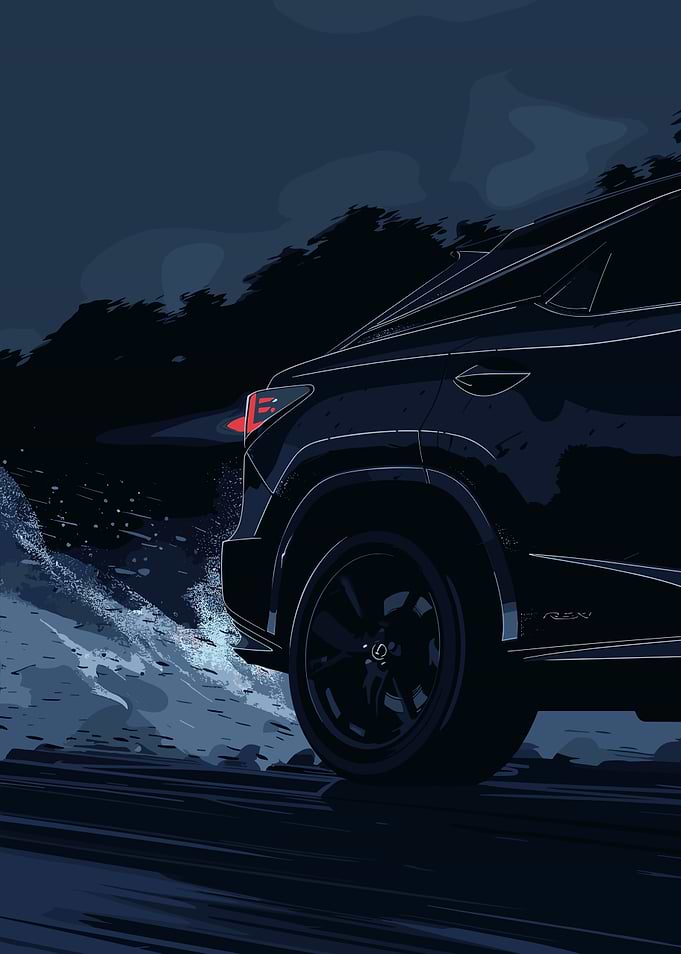 Sleek Black Lexus RX in the Night
