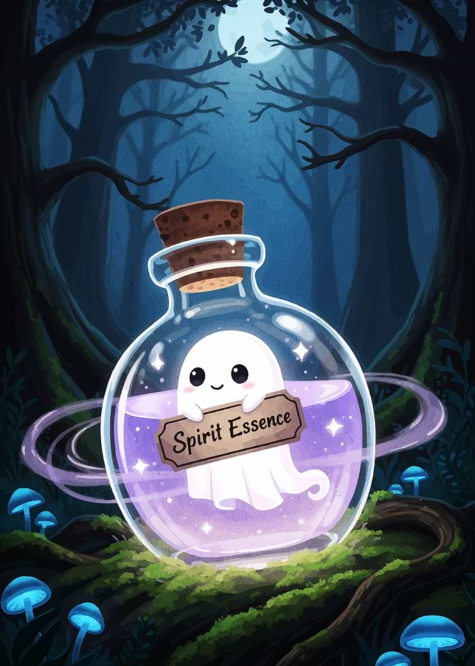 Cute Ghost in Spirit Essence Bottle