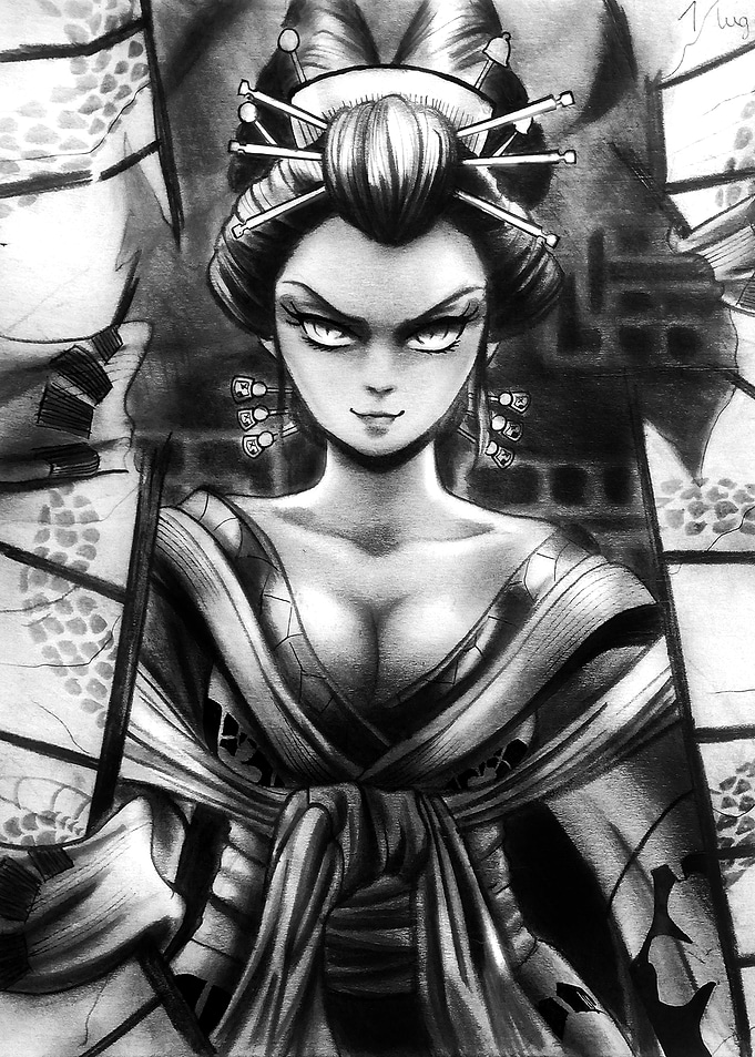 Monochrome Geisha Portrait