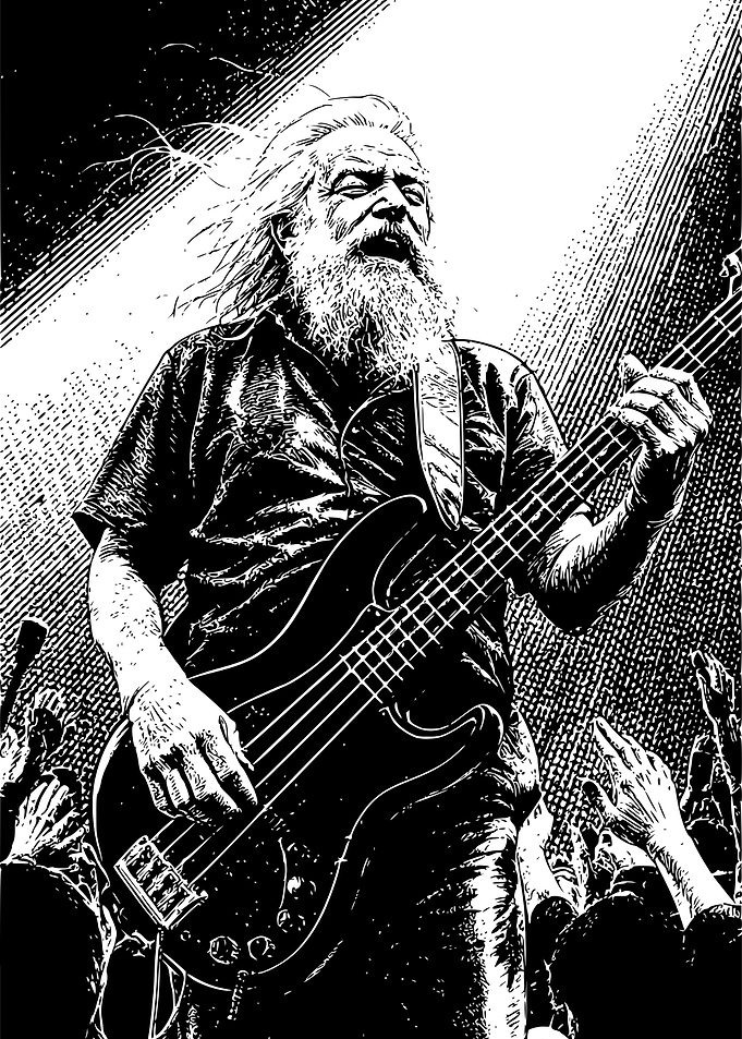 Black and White Bassist Performance