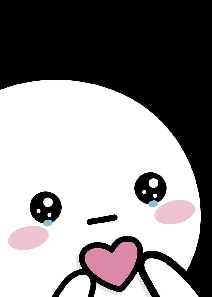 Crying Cartoon Character Holding Heart