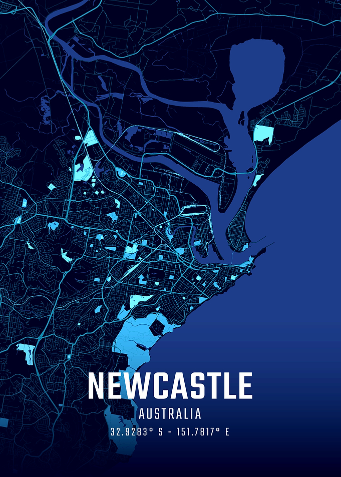 Newcastle Australia Midnight City Map
