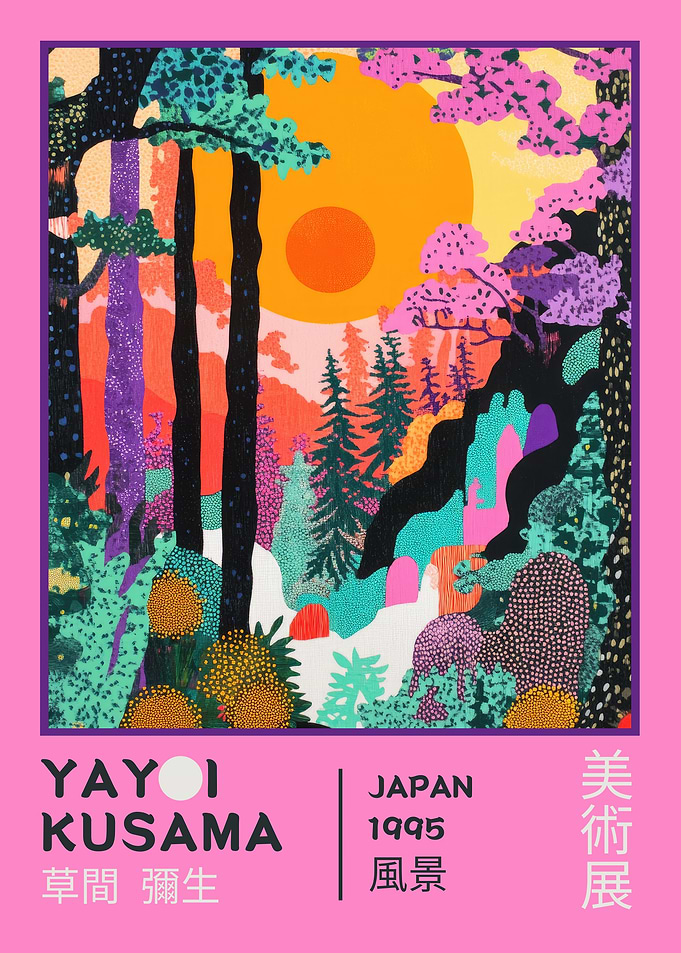 Yayoi Kusama Landscape Retro Exhhibition Poster