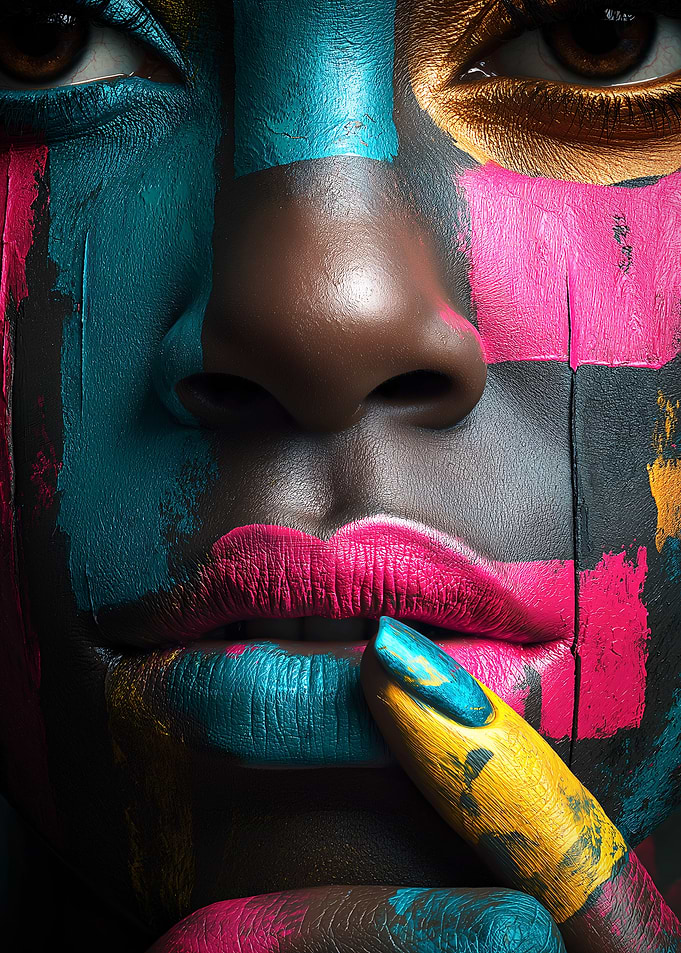 Colorful Painted Face Close-Up