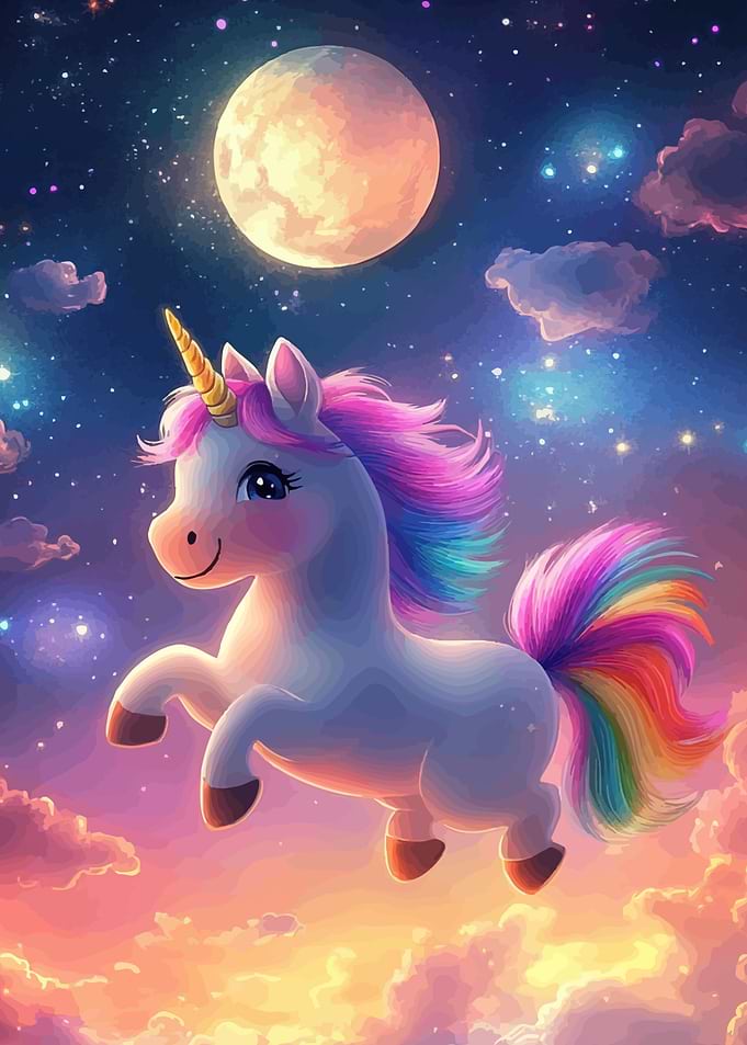 Unicorn Flying Night Sky