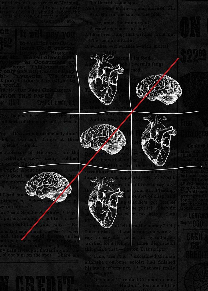 Tic-Tac-Toe with Brains and Hearts