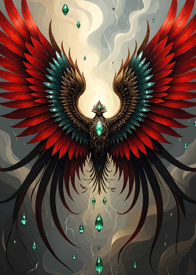 Majestic Phoenix Emerald Accents