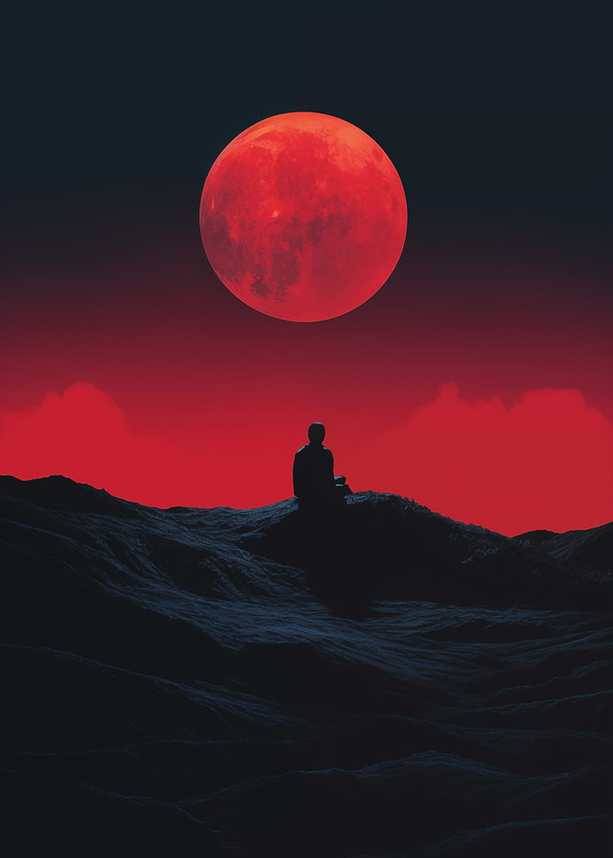 Silhouette under the moon