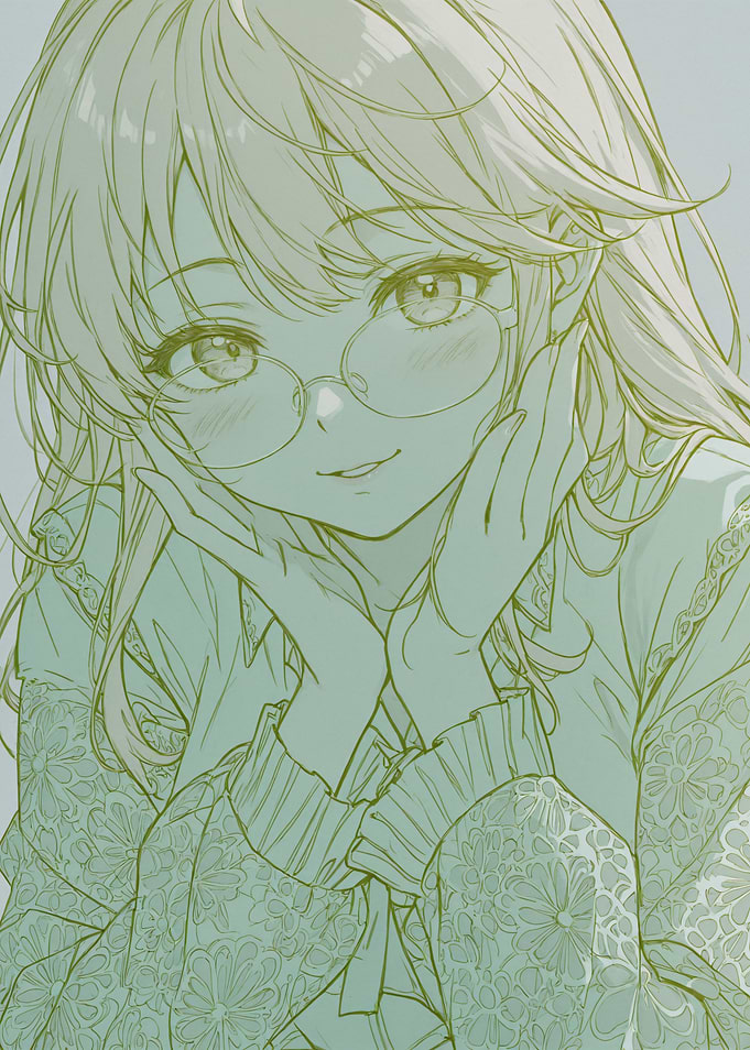 Anime Girl with Glasses Illustration