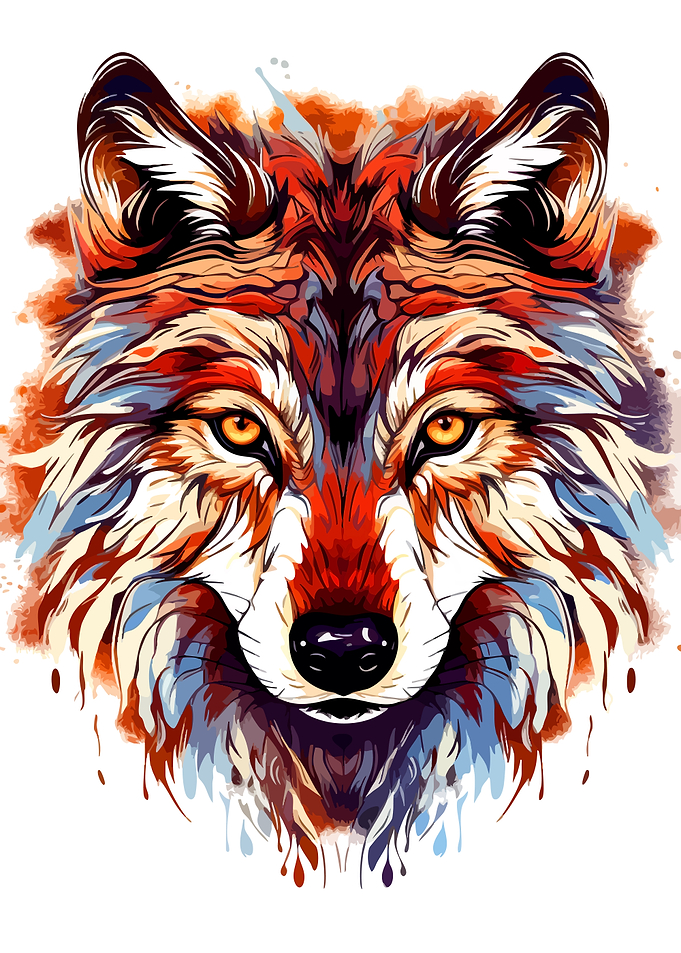 Colorful Wolf Portrait