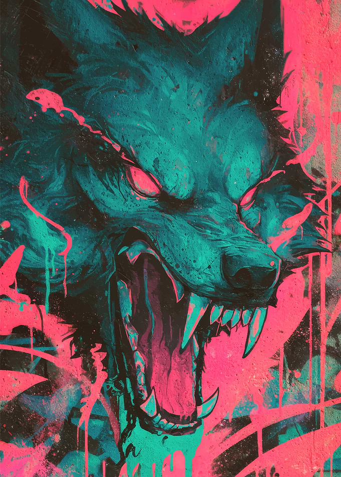 Fierce Wolf Graffiti Art