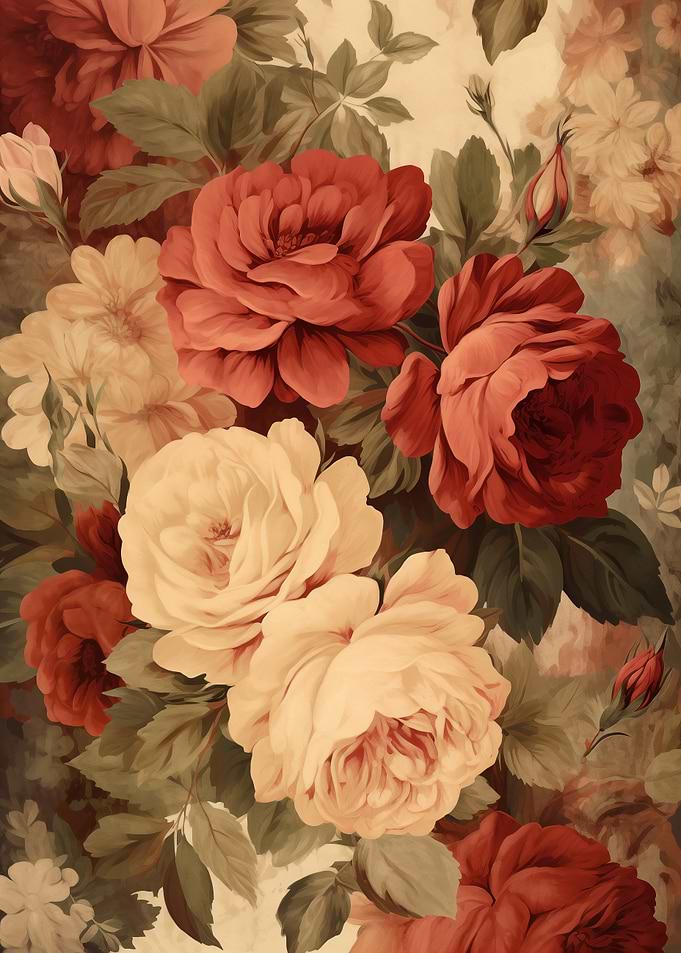 Floral Roses and Leaves