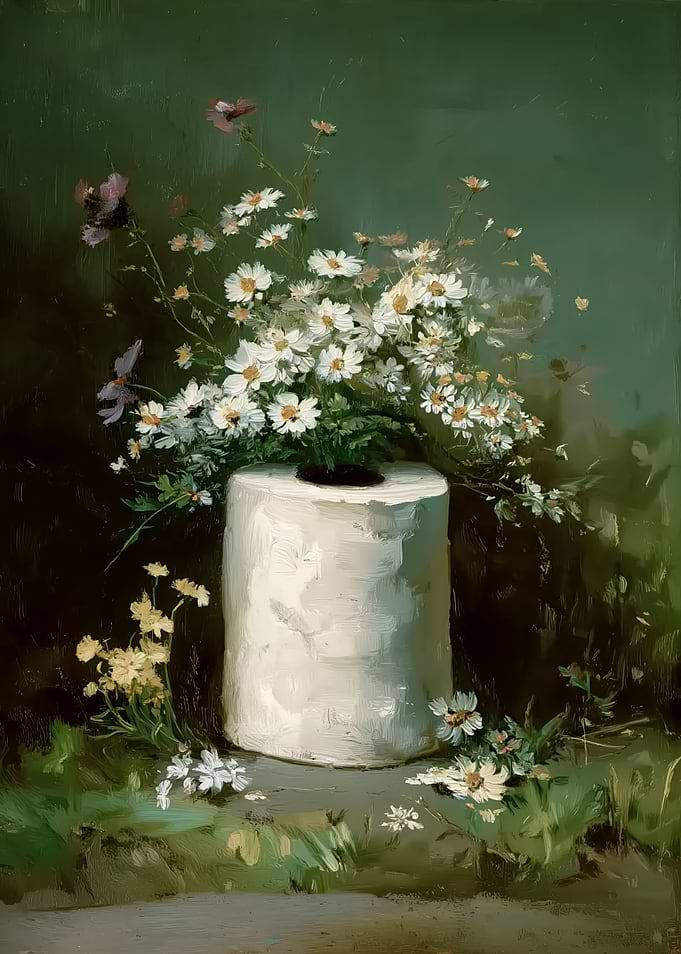Flowers in Toilet Paper Roll Painting