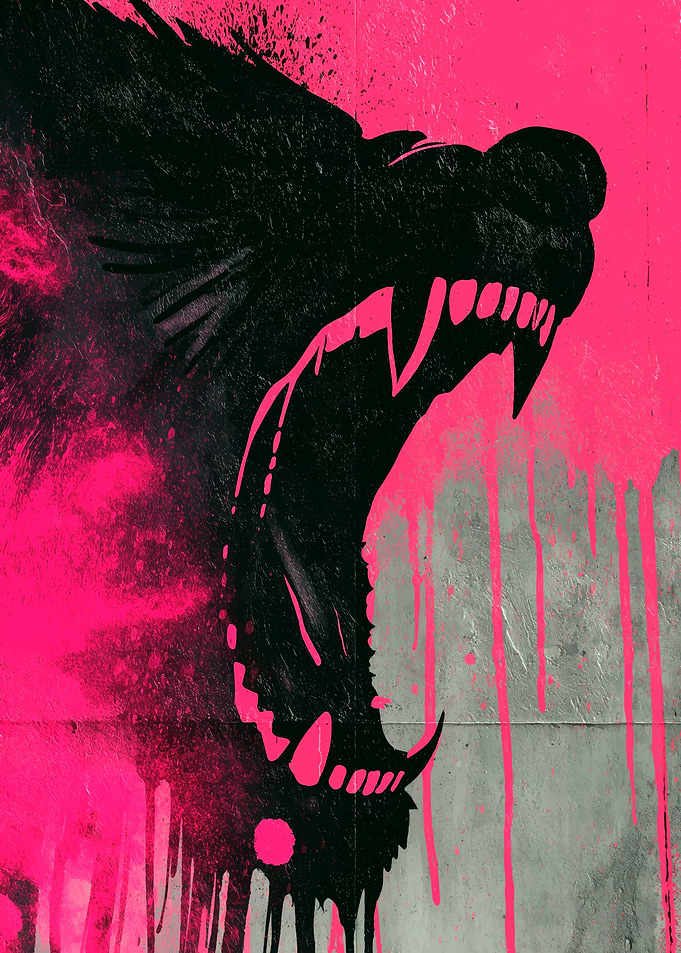 Abstract Wolf Head with Dripping Paint