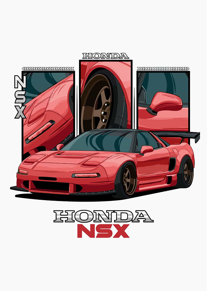Honda NSX Red Car Illustration