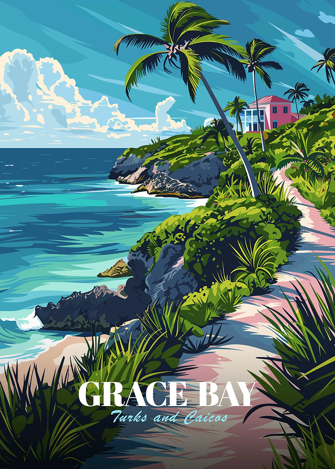 Grace Bay, Turks and Caicos Illustration