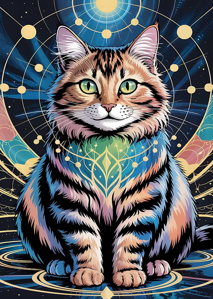 Funny Cosmic Cat Portrait