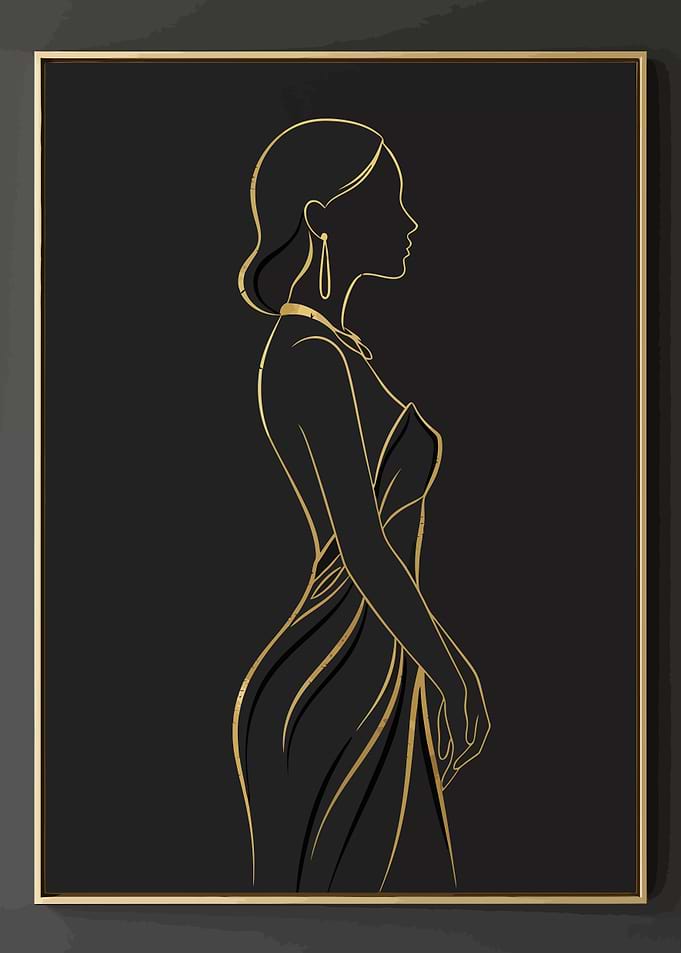 Elegant Woman Silhouette in Gold
