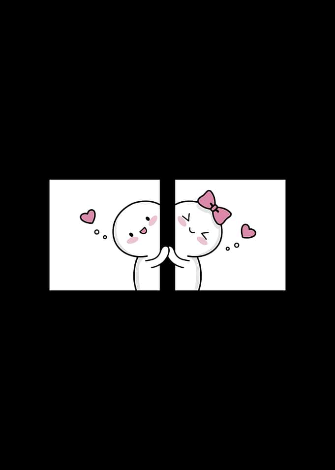 Cute Cartoon Couple with Hearts