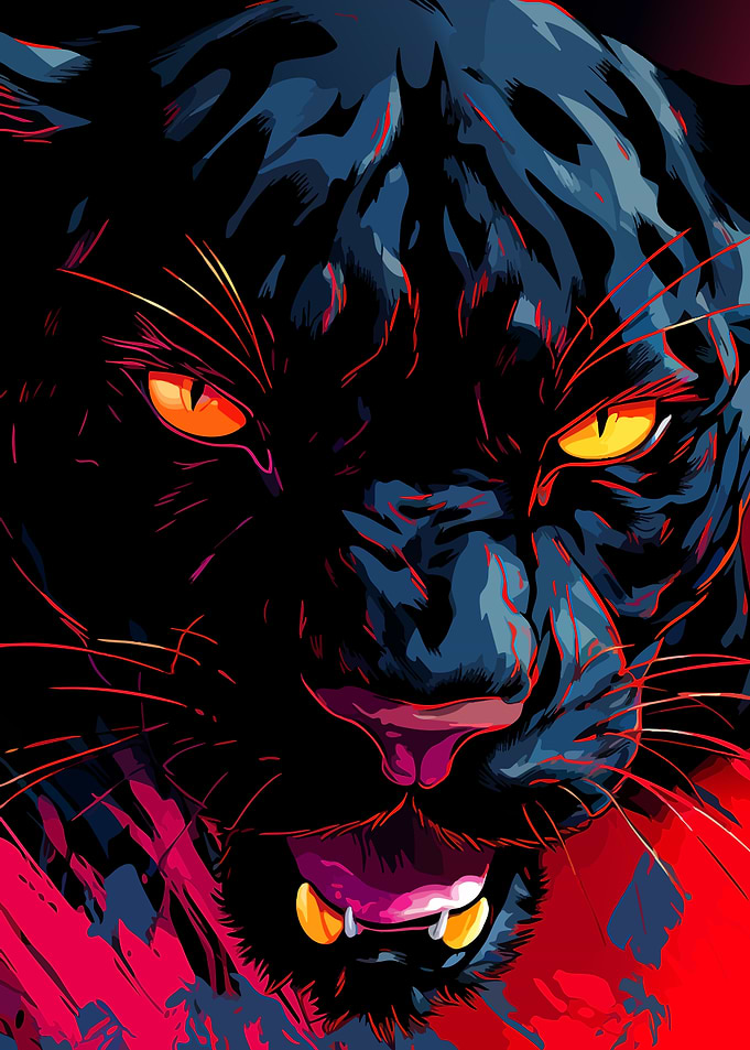 Fierce Black Panther Illustration