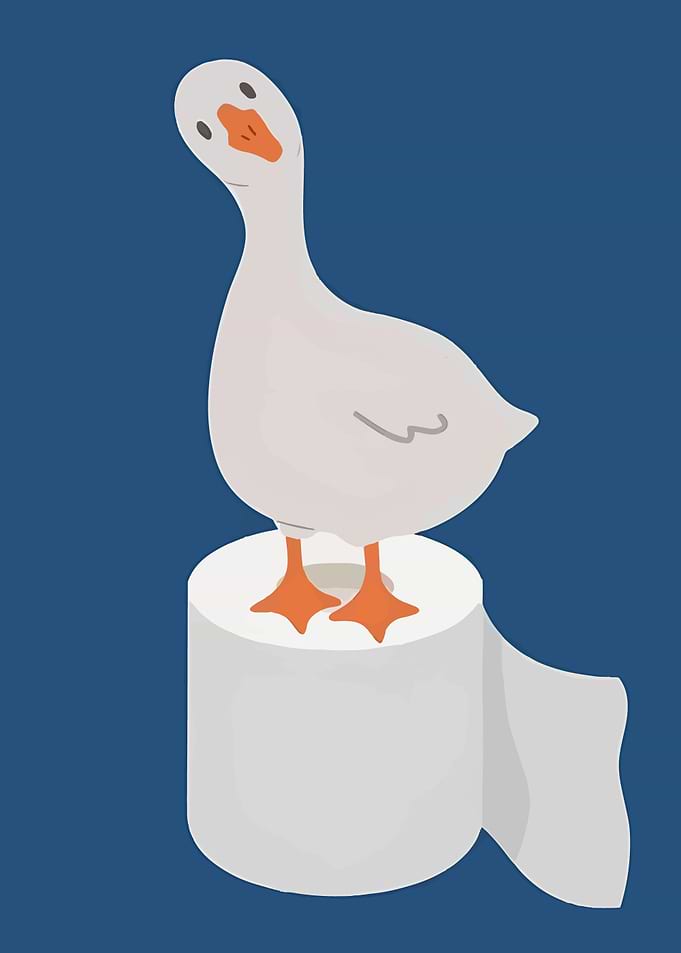 Goose on Toilet Paper Roll