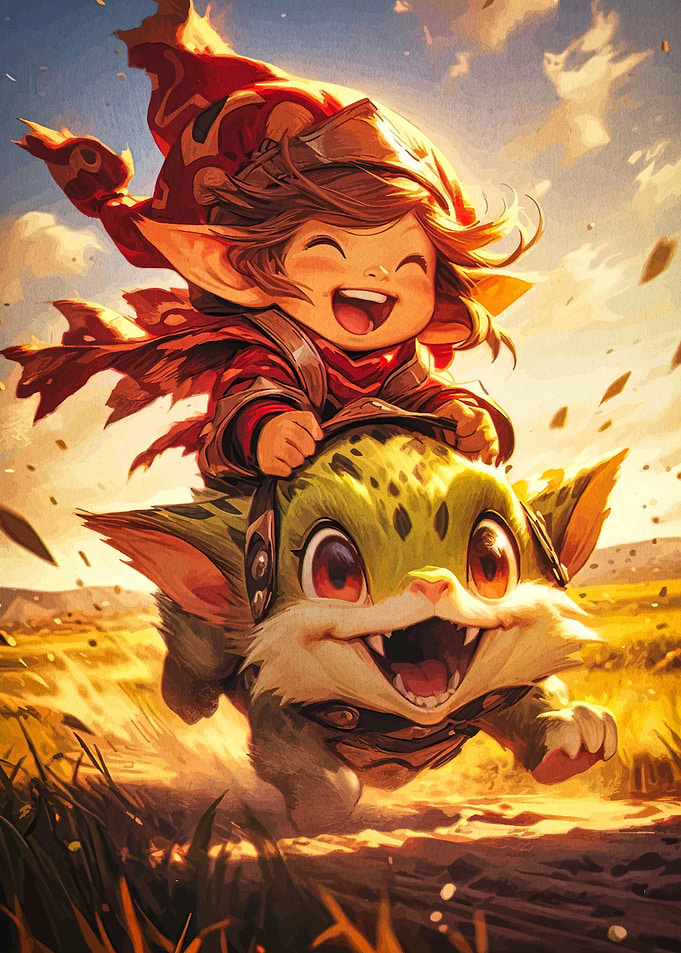 Child Riding a Fantasy Creature