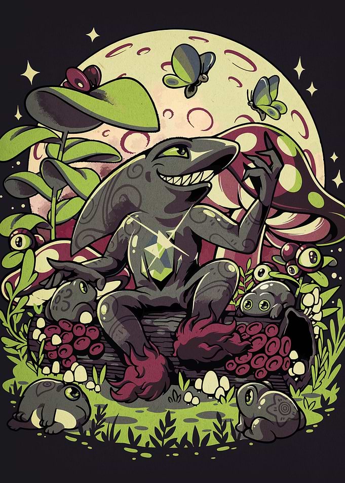 Frog Creature in Mushroom Forest