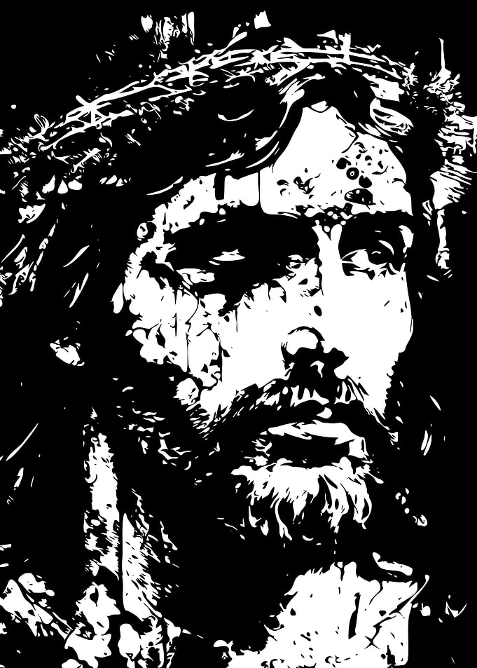 Jesus Christ Portrait Black and White