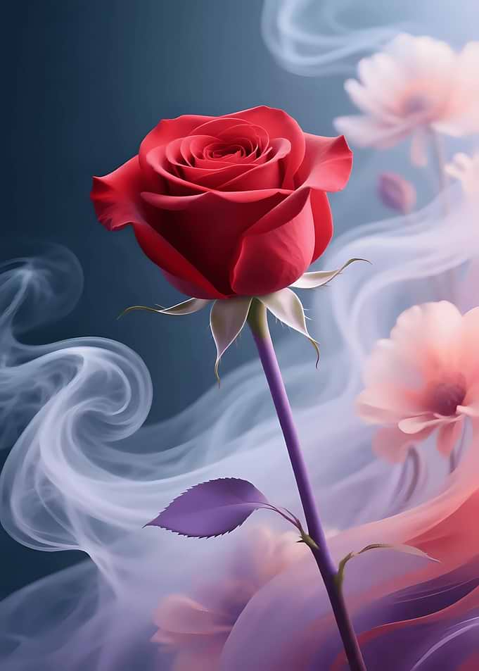 Elegant Red Rose with Floral Background