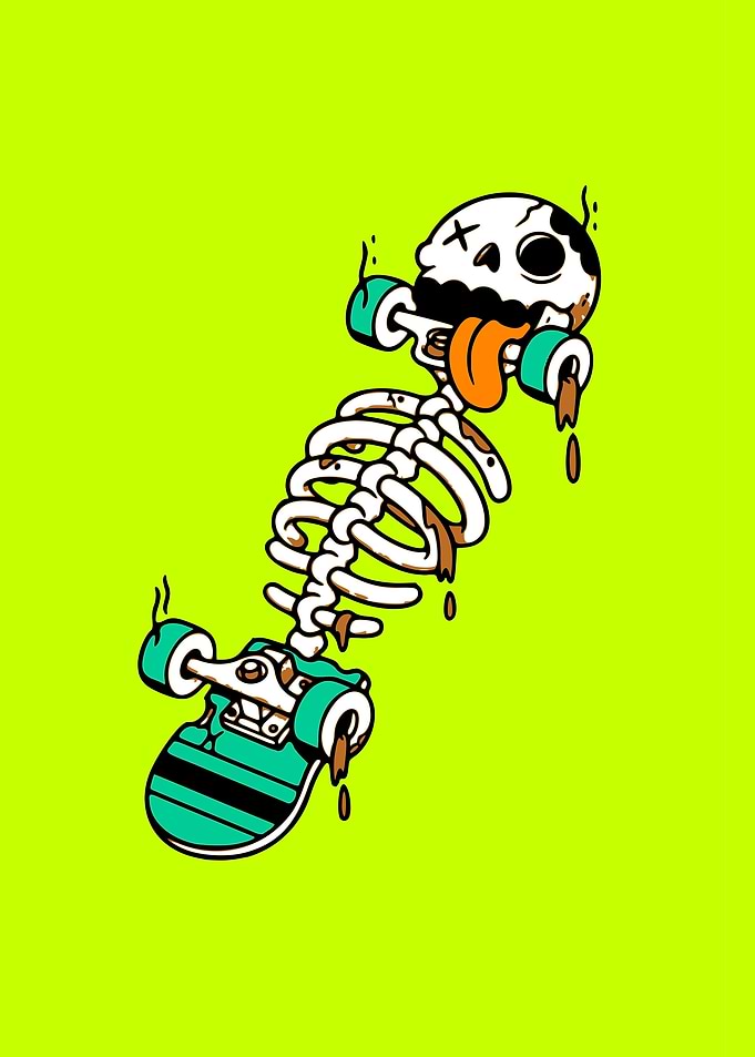 Skateboard Skeleton Cartoon