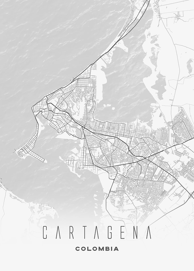 Cartagena, Colombia - Minimal City Streets Map