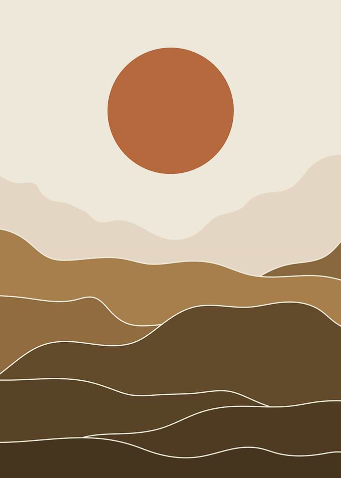 Minimalist Landscape with Sun