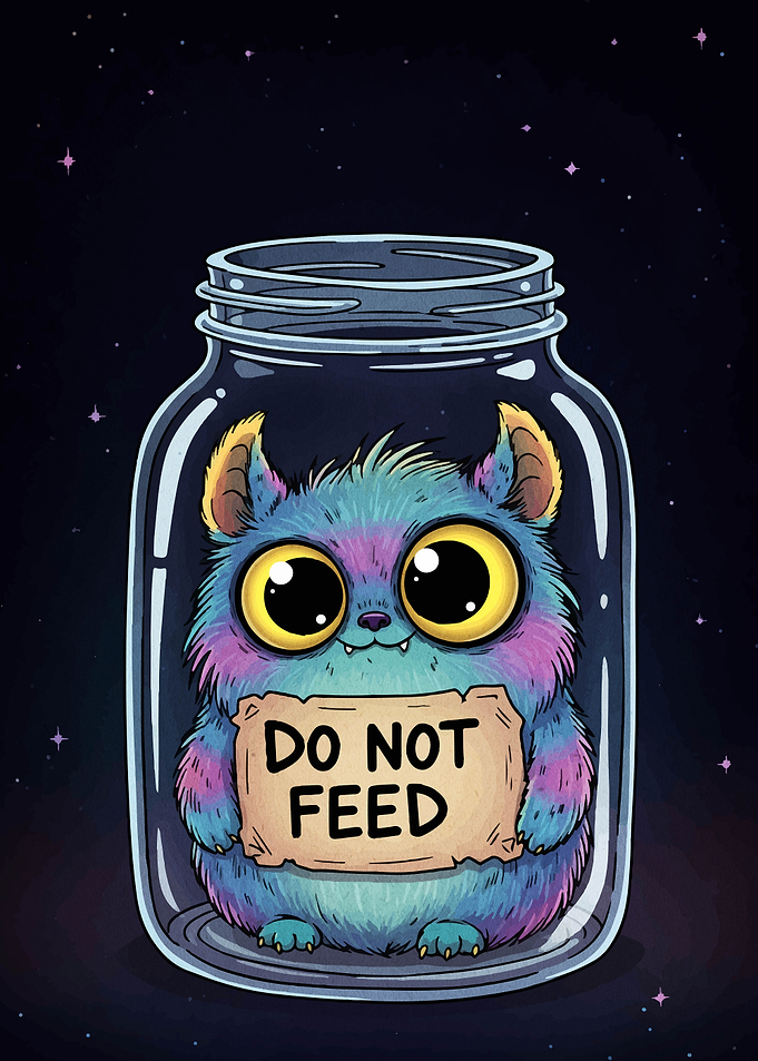 Cartoon Monster in a Jar