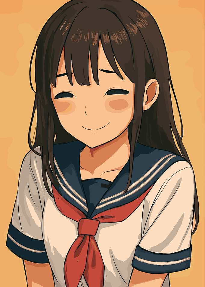 Smiling Anime Schoolgirl Portrait