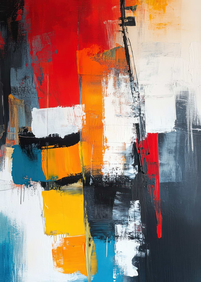Abstract Painting with Bold Color Blocks