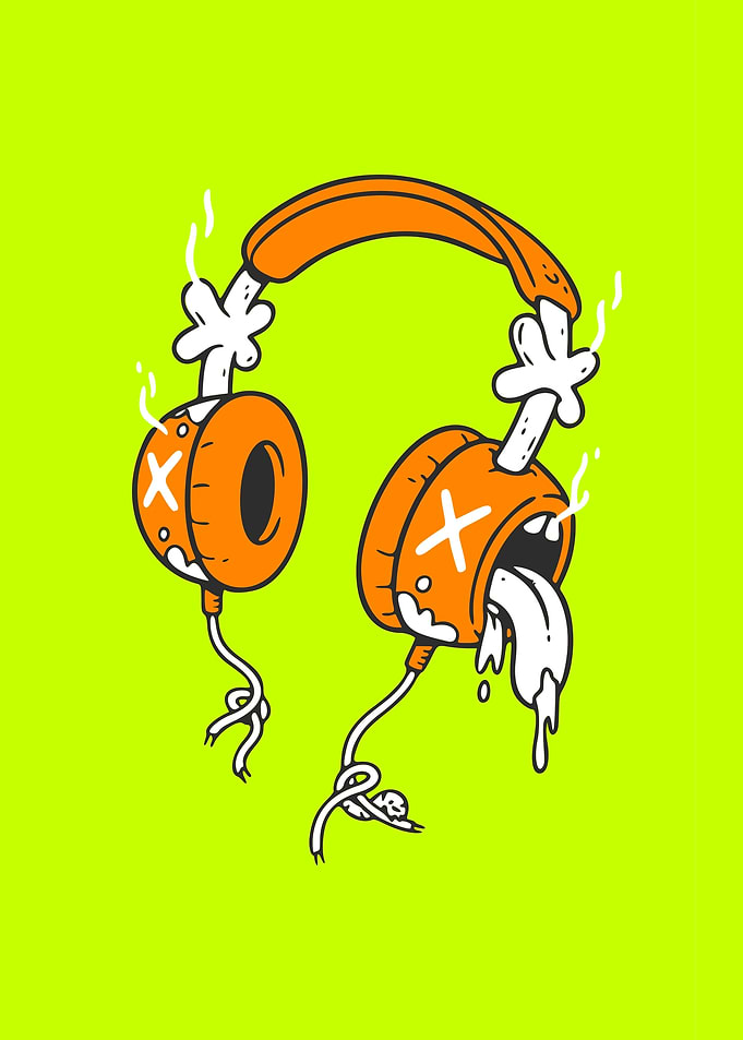Cartoon Headphones with Dripping Liquid