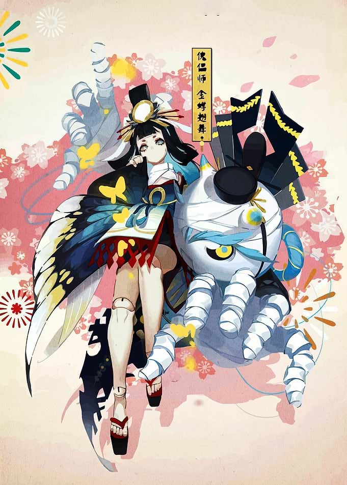 Anime Girl with Wrapped Creature