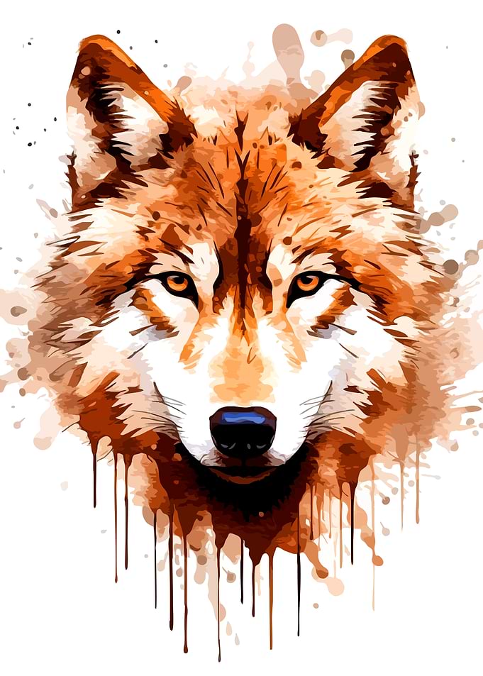 Watercolor Wolf Portrait