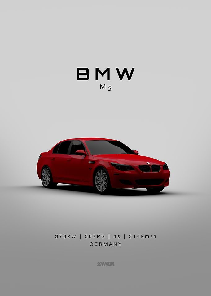 Red BMW M5 Car Poster