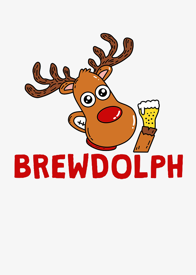 Brewdolph: Reindeer with Beer Cartoon